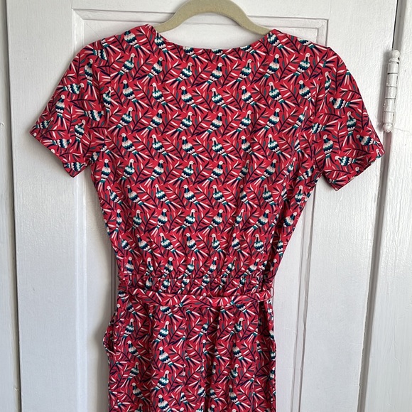 Boden Elspeth Jersey Bird Print Pink Jersey Dress - Picture 7 of 8